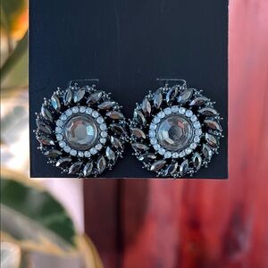 Crystal Halo Black Statement Earrings